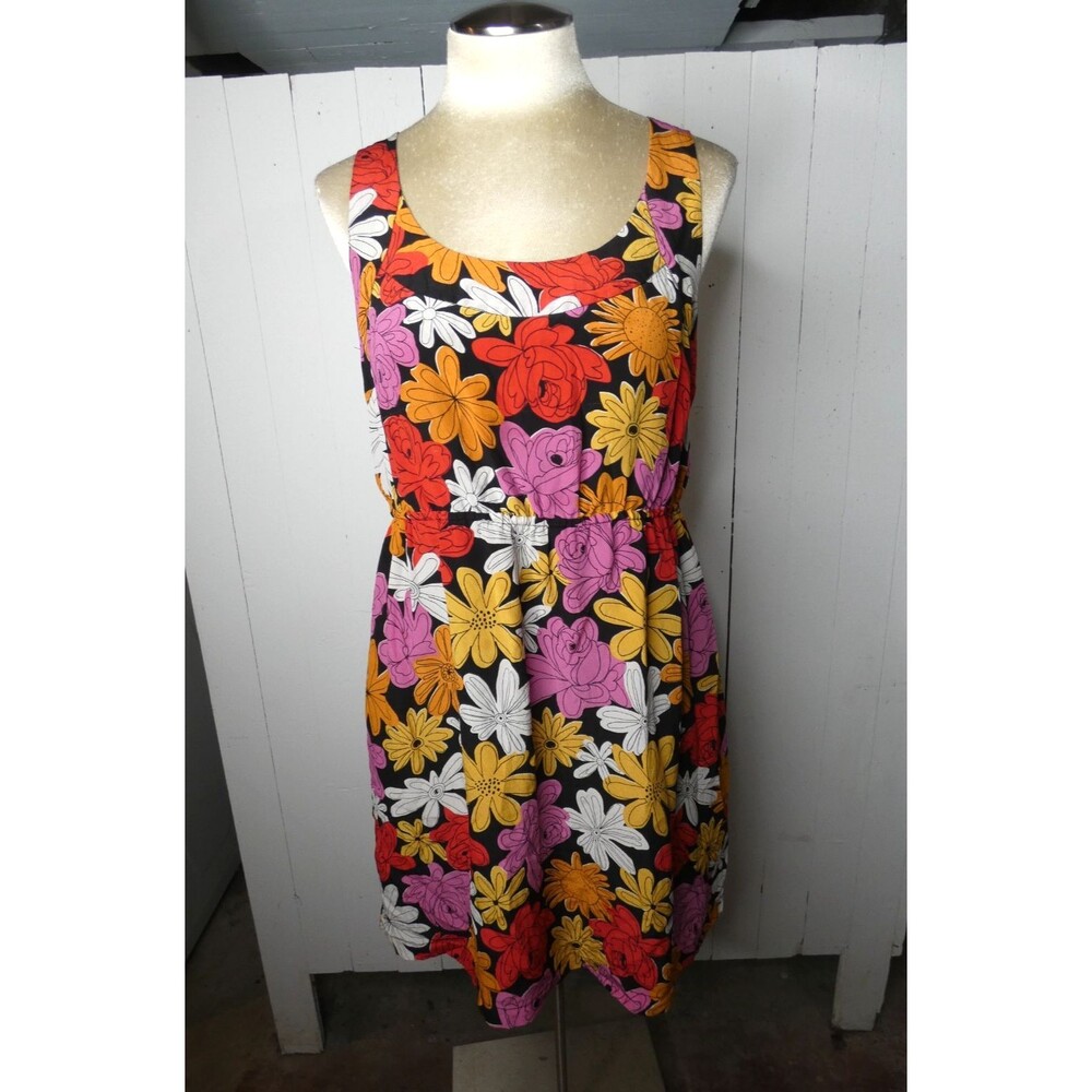 We Love Vera Anthro Women's S Floral Multicolor Blouson Dress Sleeveless Silk